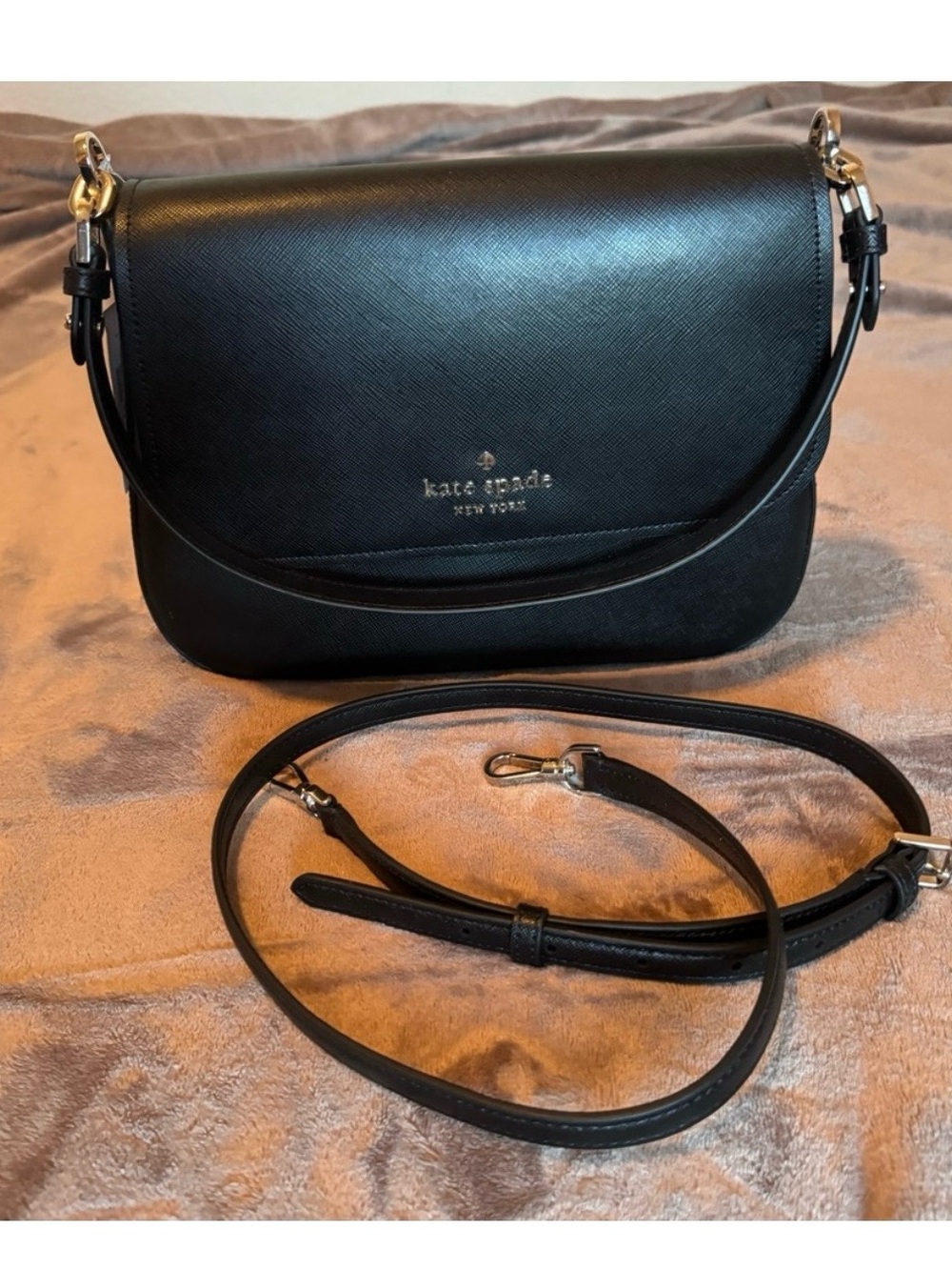Kate Spade Staci Saffiano Leather Flap Shoulder Bag